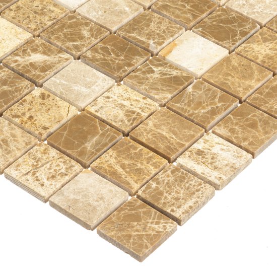 Мозаика Mir Mosaic Natural i-Tilе светло-коричневая из натурального камня 298х298х4 мм глянцевая