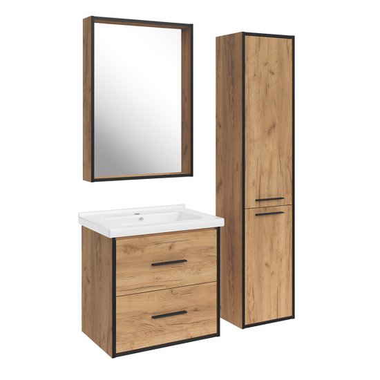 Пенал АСБ-Мебель Монца 35 см подвесной правый дуб золотой