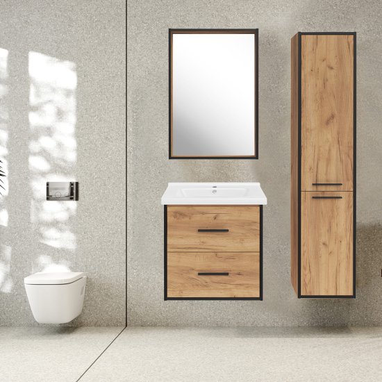 Пенал АСБ-Мебель Монца 35 см подвесной правый дуб золотой