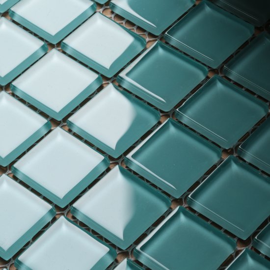 Мозаика Mir Mosaic Natural Color palette темно-голубая стеклянная 300х300х4 мм глянцевая