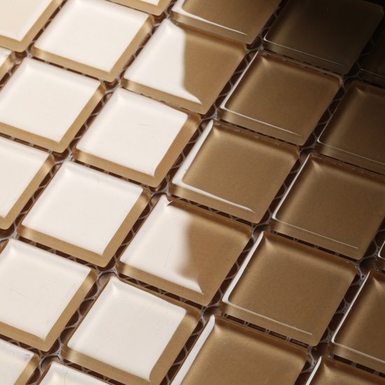 Мозаика Mir Mosaic Natural Color palette бежевая стеклянная 300х300х4 мм глянцевая