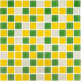 Мозаика Mir Mosaic Natural Color palette зеленая стеклянная 300х300х4 мм глянцевая