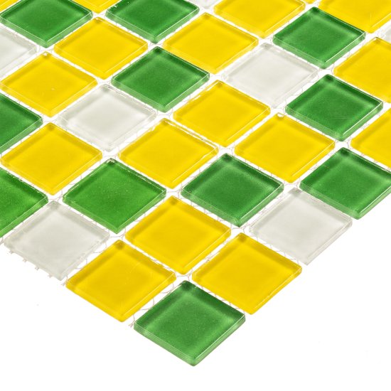 Мозаика Mir Mosaic Natural Color palette зеленая стеклянная 300х300х4 мм глянцевая