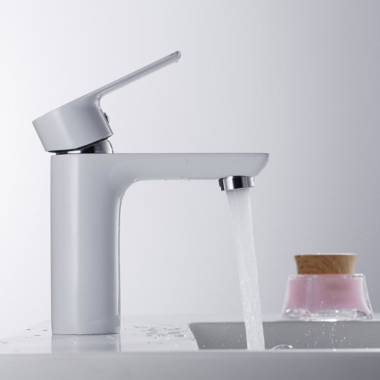 Смеситель для раковины Lavelly White Modern хром/белый однорычажный (623750)