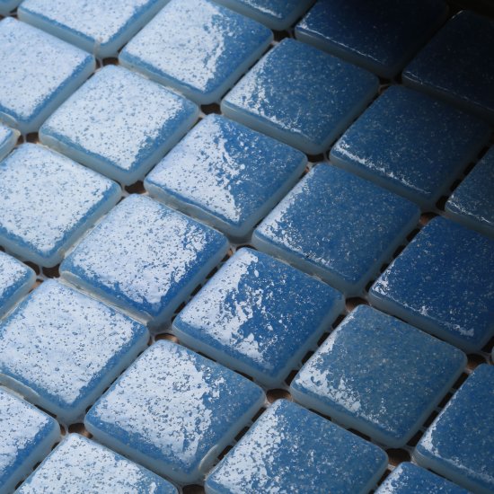 Мозаика Mir Mosaic Natural Steppa голубая стеклянная 315х315х5 мм глянцевая antislip