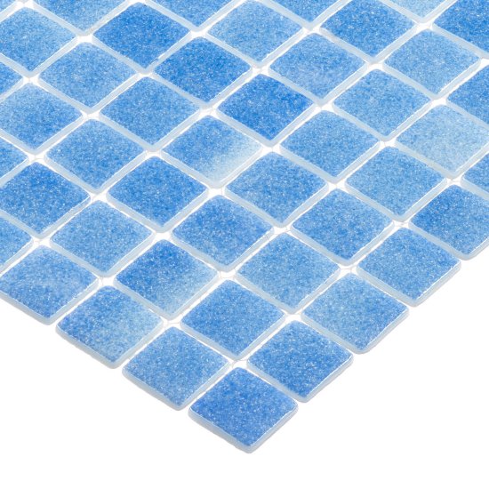 Мозаика Mir Mosaic Natural Steppa голубая стеклянная 315х315х5 мм глянцевая antislip