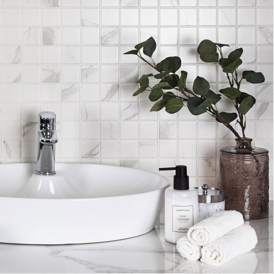 Мозаика Starmosaic Carrara Matt белая керамическая 306х306х6 мм матовая