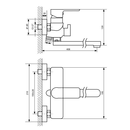 Смеситель для ванны Lavelly White Modern хром/белый однорычажный с длинным изливом с лейкой (623748)