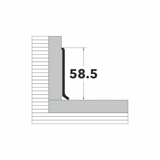 Плинтус алюминиевый напольный серебро 60х11,2х2500 мм L-образный