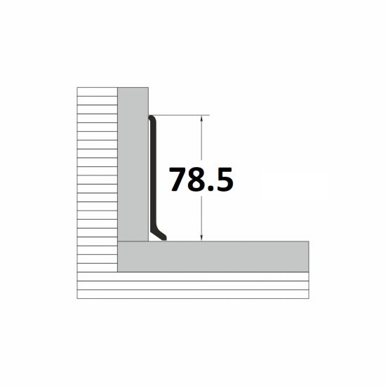 Плинтус алюминиевый напольный серебро 80х11,2х2500 мм L-образный