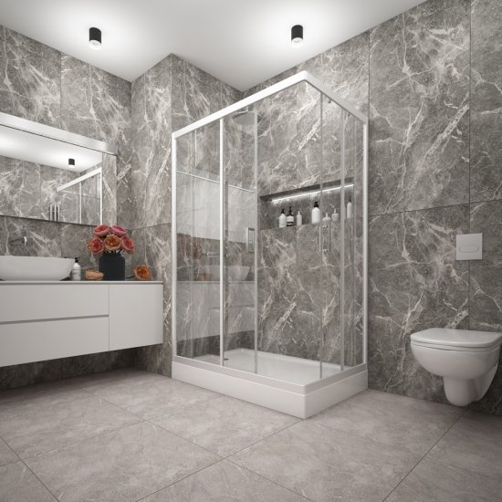 Душевой уголок Метакам Universal белый 120х80х185 см прямоугольник стекло прозрачное 4 мм (KKS_014547)