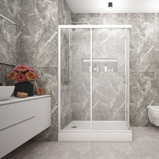 Душевой уголок Метакам Universal белый 120х80х185 см прямоугольник стекло прозрачное 4 мм (KKS_014547)