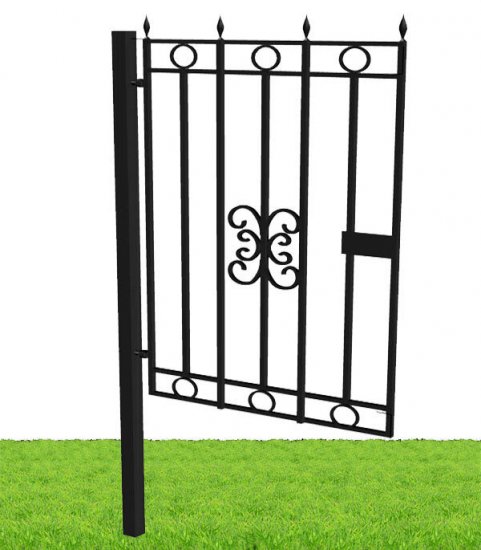 Калитка распашная с фигурными элементами 1х1,7 м черная
