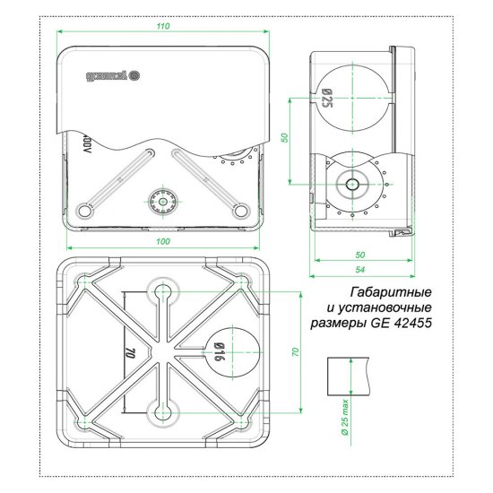Коробка распределительная 100х100х50 мм IP67 Greenel (GE42455)