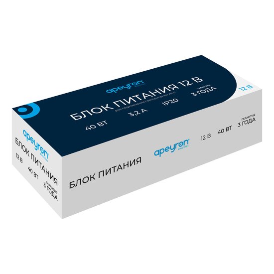 Блок питания для светодиодной ленты Apeyron 220/12 В 40 Вт IP20 (03-46)