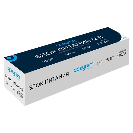Блок питания для светодиодной ленты Apeyron 220/12 В 75 Вт IP20 (03-48)
