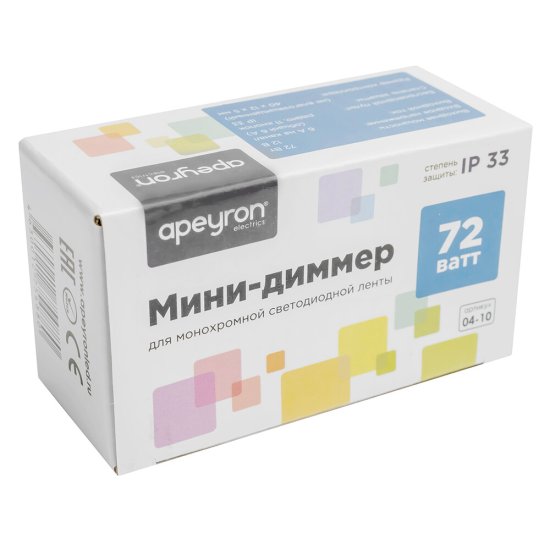 Диммер для светодиодной ленты 12/24 В 72 Вт IP20 Apeyron с пультом (04-10)