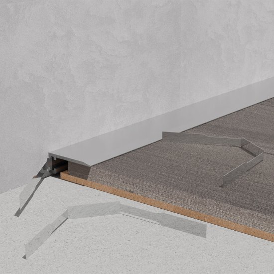 Плинтус алюминиевый напольный серебро 5,9х16х2700 мм щелевой