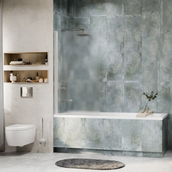 Шторка на ванну распашная 80х140х0,6 см профиль серебро WasserKraft Berkel 48P (48P01-80L Matt glass)