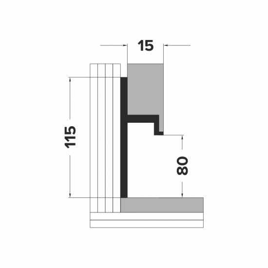Плинтус алюминиевый напольный черный 115х16,5х2500 мм для скрытого монтажа