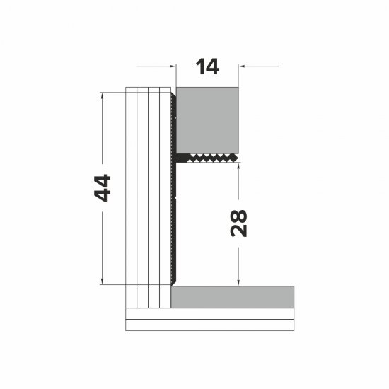 Плинтус алюминиевый напольный черный 44х15,2х2500 мм для скрытого монтажа