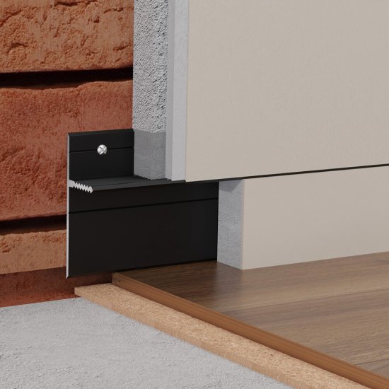 Плинтус алюминиевый напольный черный 44х15,2х2500 мм для скрытого монтажа