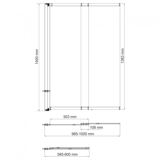 Шторка на ванну раздвижная 100х140х0,6 см профиль серебро WasserKraft Main 41S (41S02-100 WasserSchutz)