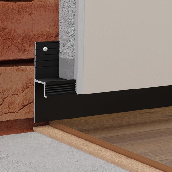 Плинтус алюминиевый напольный черный 55х16,2х2500 мм для скрытого монтажа