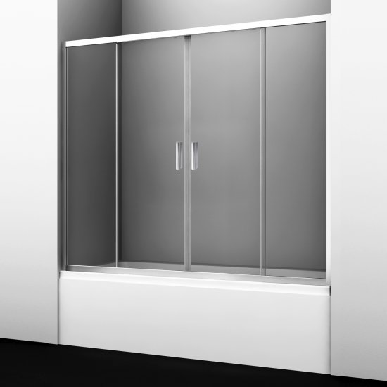 Шторка на ванну раздвижная 170х150х0,6 см профиль сталь WasserKraft Lippe 45S (45S02-170)