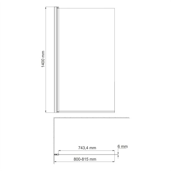 Шторка на ванну распашная 80х140х0,6 см профиль белый WasserKraft Berkel 48P (48P01-80WHITE)