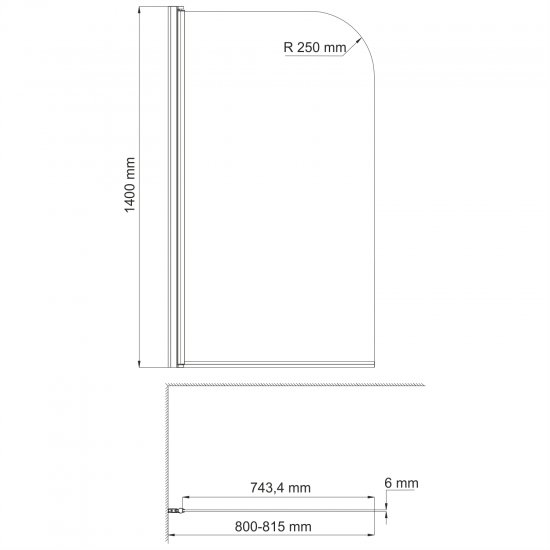 Шторка на ванну распашная 80х140х0,6 см профиль белый WasserKraft Leine 35P (35P01-80WHITE)