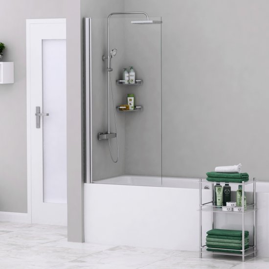 Шторка на ванну распашная 80х140х0,6 см профиль серебро WasserKraft Berkel 48P (48P01-80)