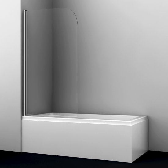 Шторка на ванну распашная 80х140х0,6 см профиль серебро WasserKraft Leine 35P (35P01-80)