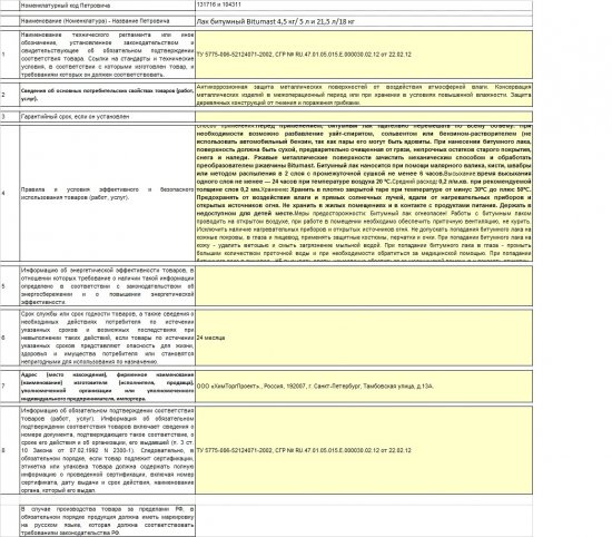 Лак битумный Bitumast 4,2 кг/5 л