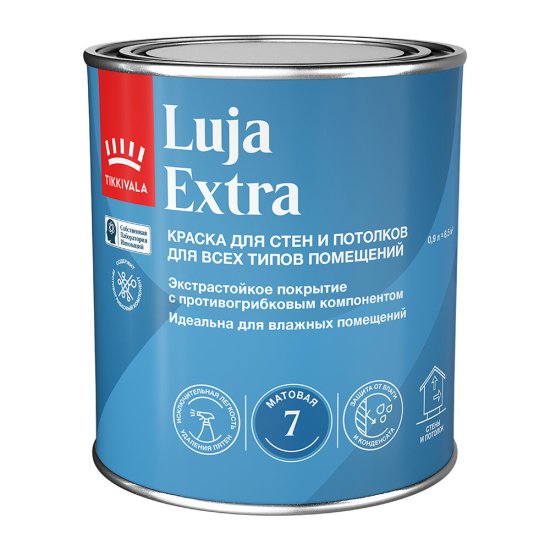 Краска моющаяся Tikkurila/Tikkivala Luja Extra матовая база А белая 0,9 л
