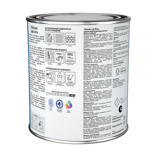 Краска моющаяся Tikkurila/Tikkivala Luja Extra матовая база А белая 0,9 л