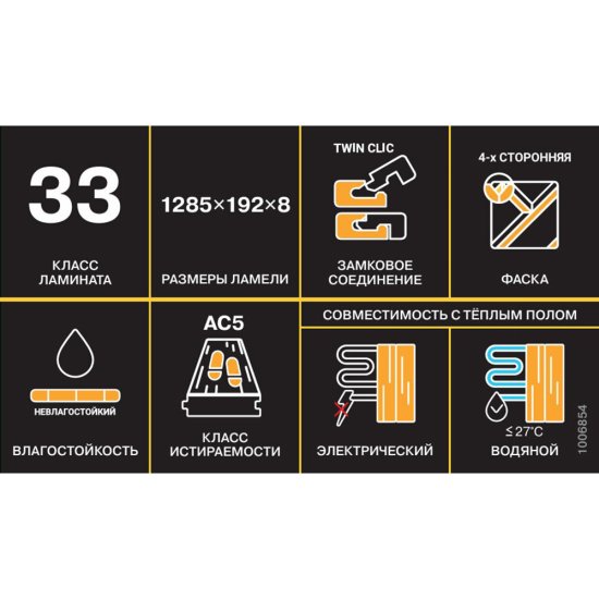 Ламинат 33 класс Ultradecor Expert Choice дуб стерлинг туманный 1285х192х8 мм 2,22 кв.м с фаской