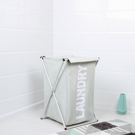 Корзина для белья Fixsen Laundry 380х570х370 мм 80 л складная серая (FX-1023)