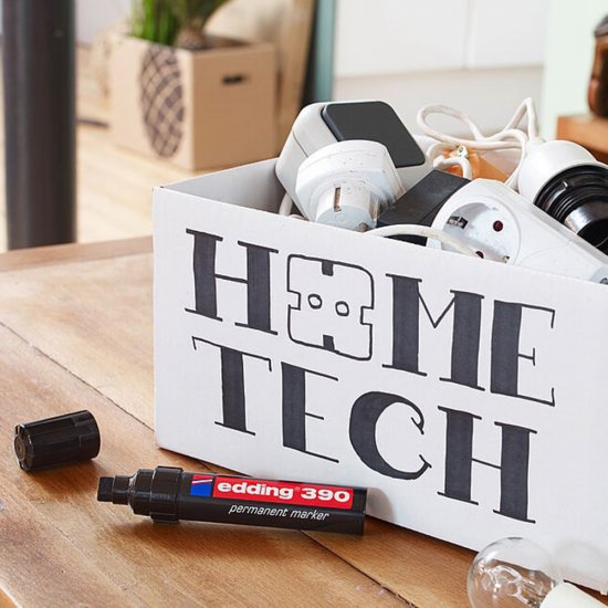 Маркер перманентный Edding 390 черный грифель 4-12 мм