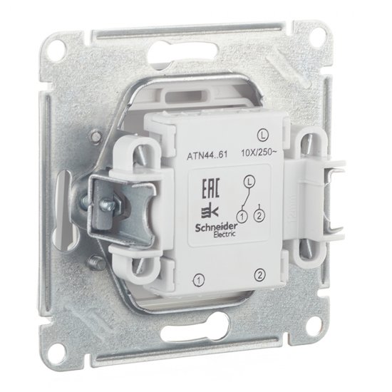 Переключатель Systeme Electric AtlasDesign Aqua одноклавишный встраиваемый белый (ATN440161)