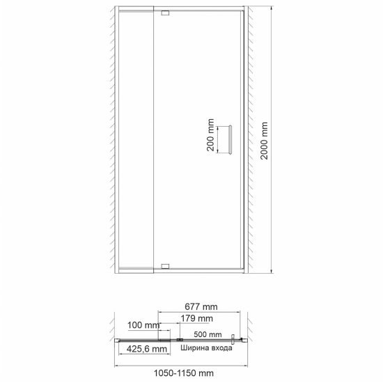 Душевая дверь WasserKraft Berkel 48P стекло прозрачное 110х200 см профиль хром 6 мм распашная (48P13)