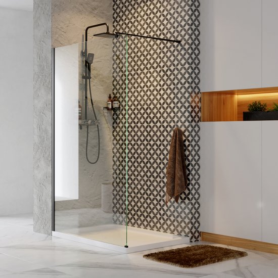 Душевая перегородка Walk in WasserKraft Abens черная 90х200 см стекло прозрачное 8 мм (20W39)