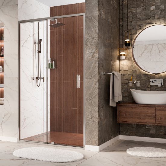 Душевая дверь WasserKraft Berkel 48P стекло прозрачное 100х200 см профиль хром 6 мм распашная (48P12)