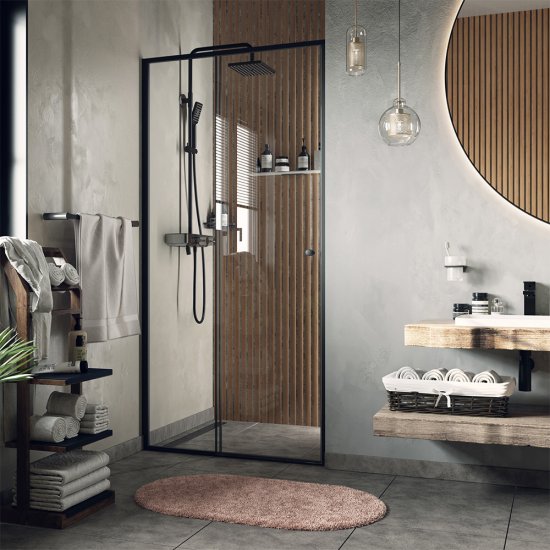 Душевая дверь WasserKraft Dill 61S стекло прозрачное 140х200 см профиль черный 6 мм раздвижная (61S31)