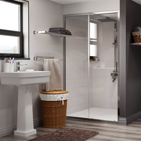 Душевая дверь WasserKraft Main 41S стекло прозрачное 110х200 см профиль хром 6 мм раздвижная (41S13)