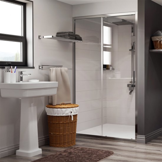 Душевая дверь WasserKraft Main 41S стекло прозрачное 130х200 см профиль хром 6 мм раздвижная (41S30)