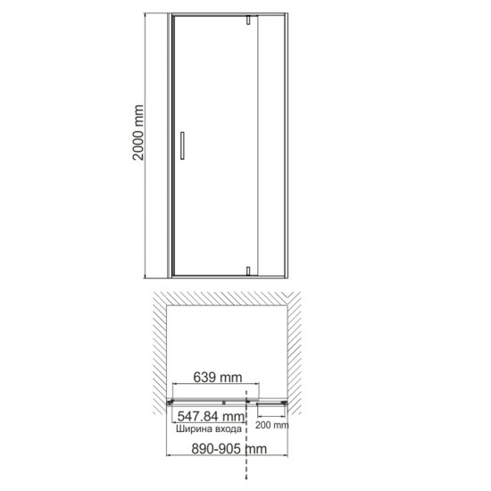 Душевая дверь WasserKraft Neime 19P стекло прозрачное 90х200 см профиль белый 6 мм распашная (19P04)