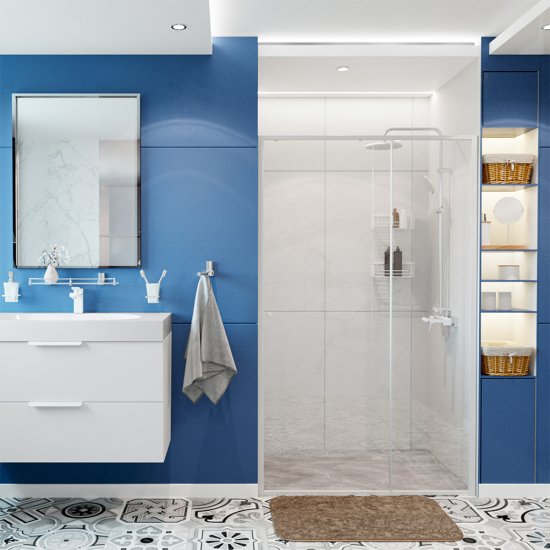 Душевая дверь WasserKraft Rhin 44S стекло прозрачное 110х200 см профиль белый 6 мм раздвижная (44S13)