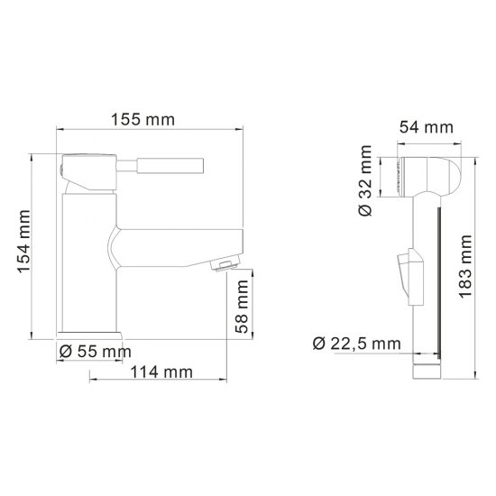 Смеситель для раковины с гигиеническим душем WasserKraft Main хром однорычажный (4108)