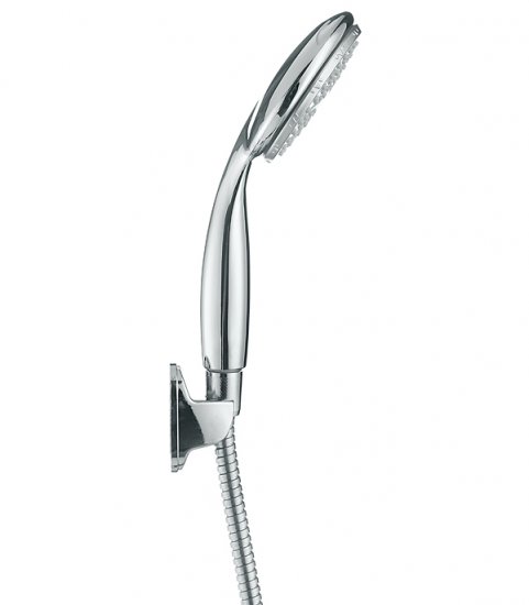 Лейка для душа Union d100 мм 1 режим со шлангом 1500 мм с держателем пластик хром (MW036)